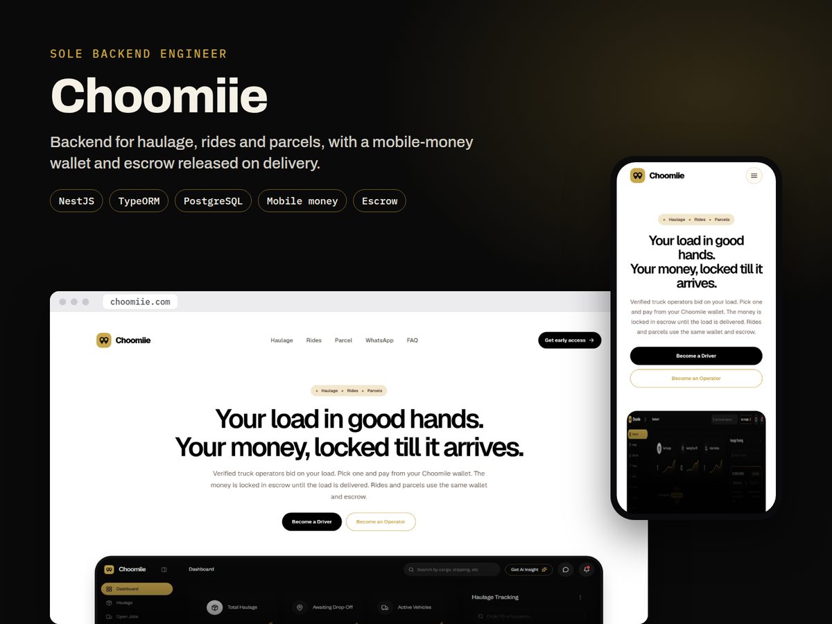 Choomiie home page on a laptop and a phone
